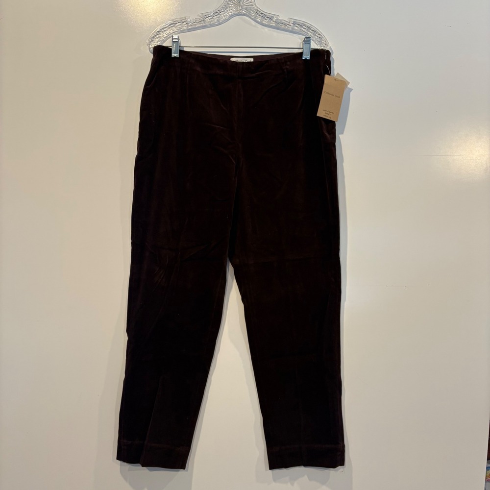 NWT Coldwater Creek Audrey Pants Hollyfit Ankle Leg Velveteen Brown Size 12